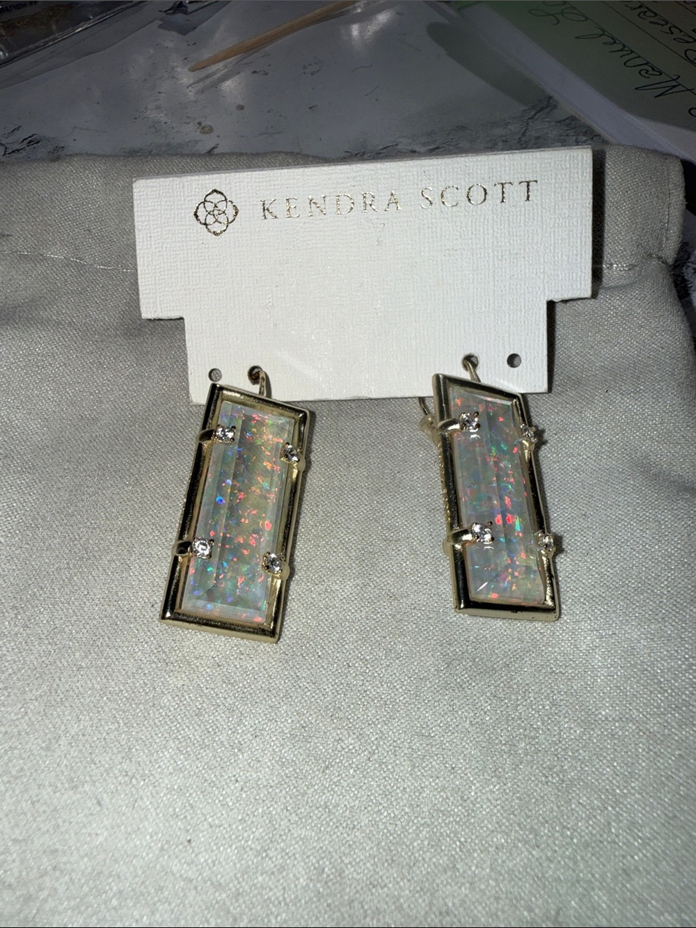 Kendra Scott Gold Iridescent Rectangular Dangle Earrings